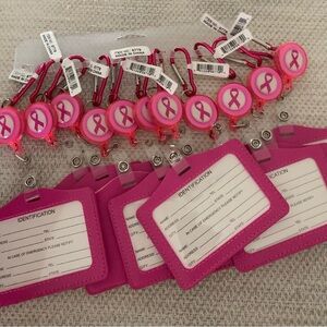 Pink Ribbon ID Badge Holder and Lanyards